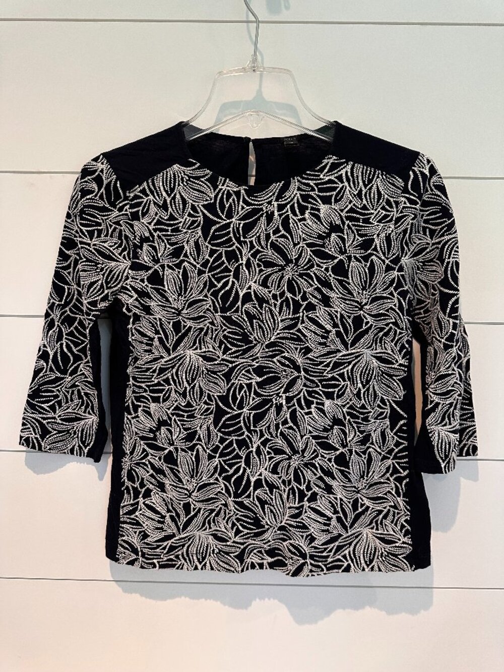 J Crew Embroidered Wildflower Top - Navy and White Size XS